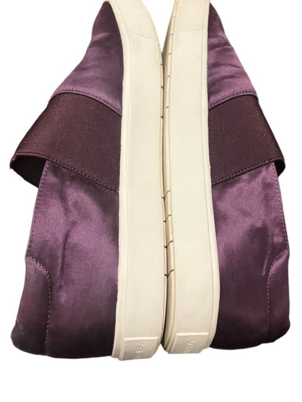 Vince Slip on Shoes Flats Royal Purple Burgundy Crumpled White Trim Size…